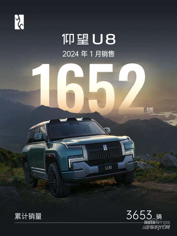 2024仰望开门红:仰望U8销量1月达1652辆